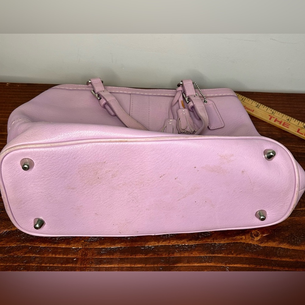 Vintage Y2K Coach Womens Purse Handbag Purple Lilac Leather Carryall Tote Bag - Picture 4 of 11